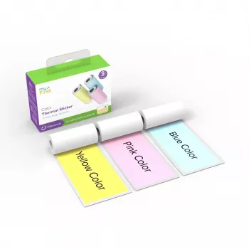 myFirst Camera Insta Wi Thermal Sticker Paper Refills - 3 Rolls (Pink, Blue, Yellow) - 9m Total