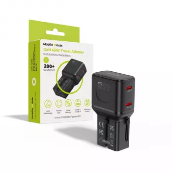Mobile Origin 45W Travel Adapter EU/US/UK/AU PW26, Black