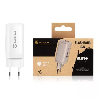 Tactical Adapter FlashBang GaN White 65W USB-C lādētājs
