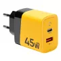 Tactical Microgrid GaN 45W Yellow Wall Charger ar USB-C