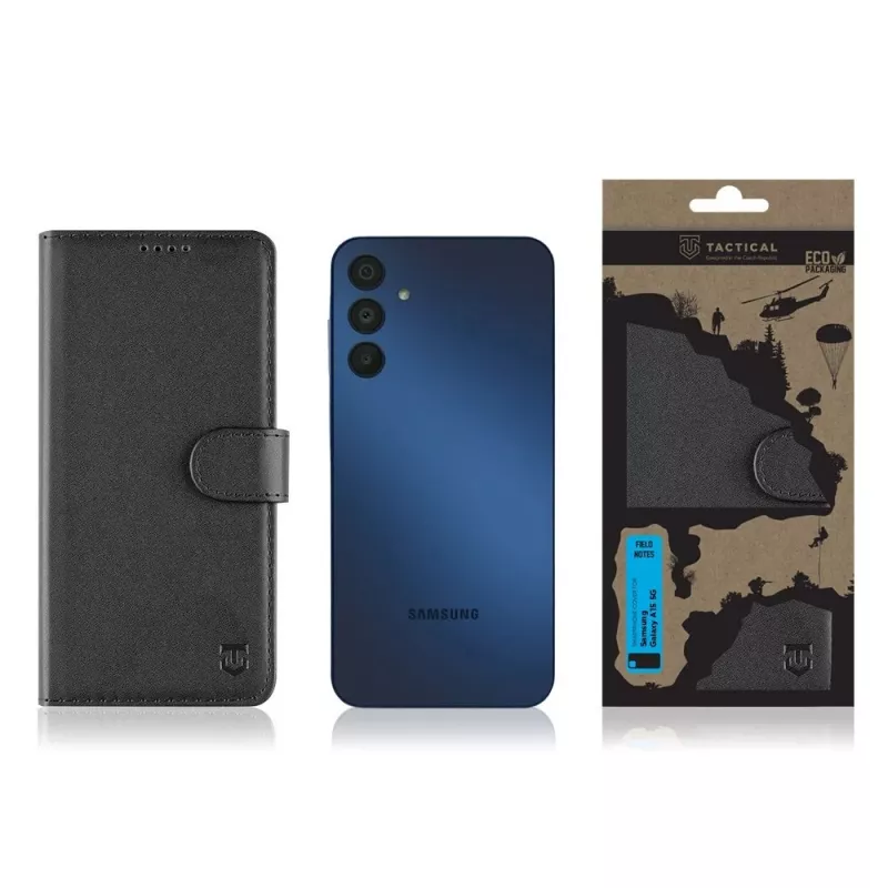 Tactical Book Cover Field Notes vāciņš Samsung Galaxy A15 5G, melns