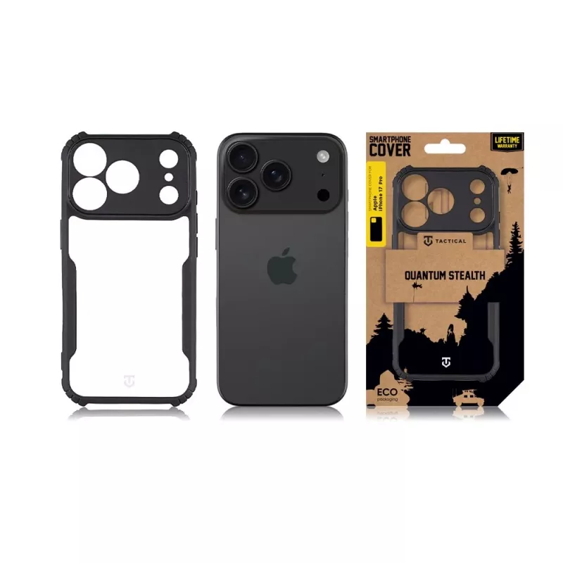 Tactical vāciņš Quantum Stealth iPhone 17 Pro Clear/Black