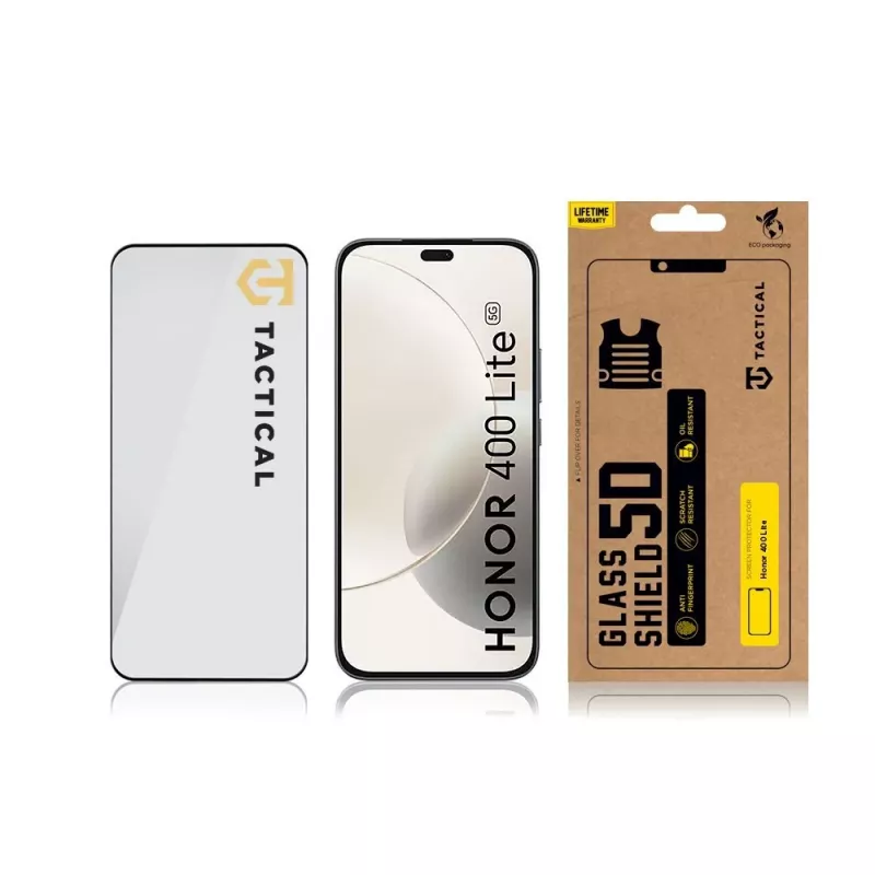 Tactical Glass Shield 5D Honor 400 Lite Melns