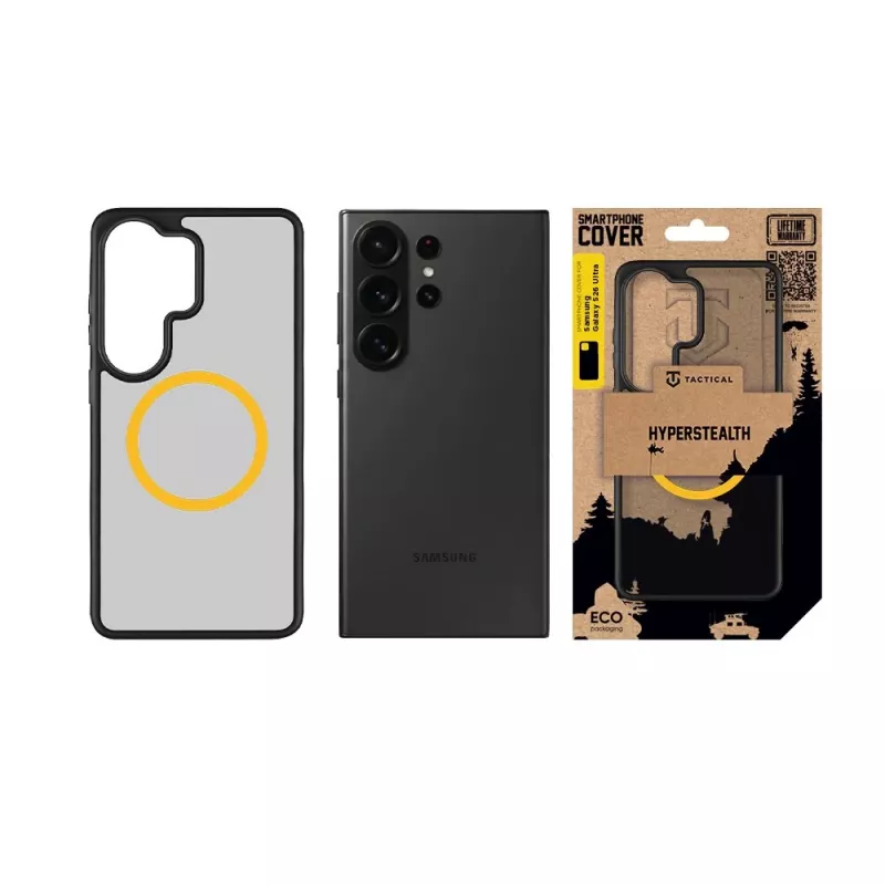 Taktiskais aizmugurējais vāciņš MagForce Hyperstealth 2.0 Samsung Galaxy S26 Ultra, melns/dzeltens