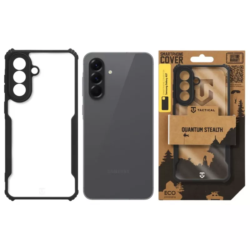 Tactical Quantum Stealth aizmugures vāciņš Galaxy A57 caurspīdīgs/melns