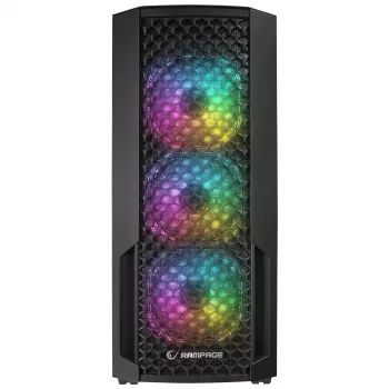 Rampage Shelob Mid Tower PC Case, 4x ARGB Fans, Tempered Glass, Black