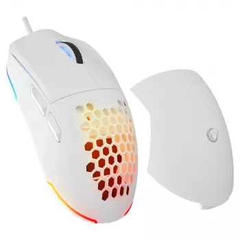 Rampage BLINK vadu spēļu pele, 12800 DPI, RGB, optiskais sensors, balta