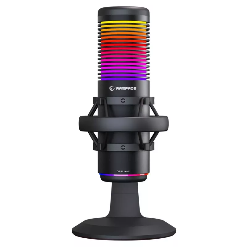 Rampage Bemol RGB USB-C spēļu mikrofons, melns