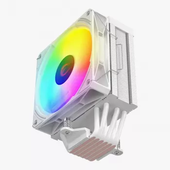 Rampage Octagon C70 gaisa procesora dzesētājs ar displeju, 120 mm ARGB ventilators, 1600 apgr./min, AM5/LGA1700, balts