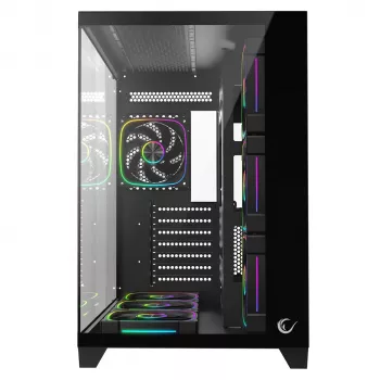 RAMPAGE SEALITE-BLACK Mid-Tower PC Case with Tempered Glass, 7x ARGB PWM Fans, Black
