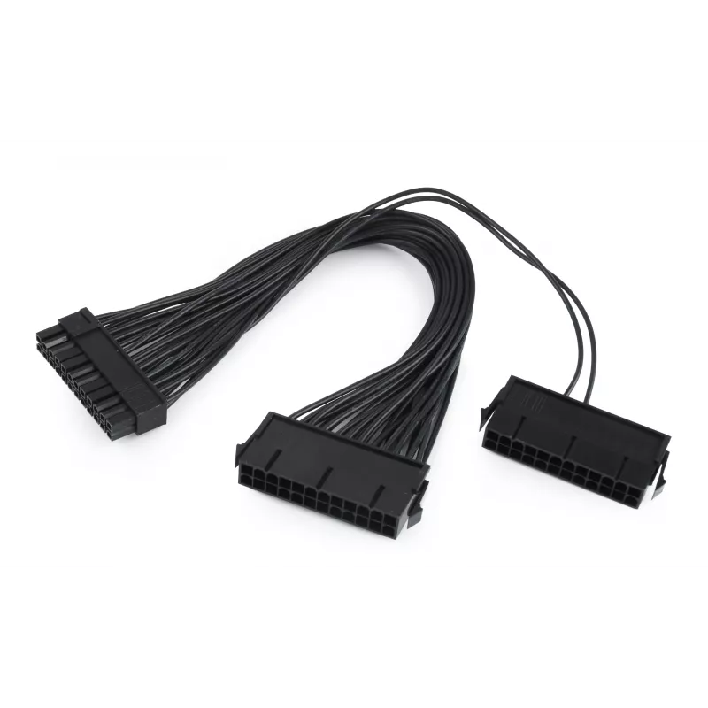 GEMBIRD CC-PSU24-01 24-Pin ATX Barošanas Pagarinātājs, Vīrietis-Sieviete, 30 cm, Melns