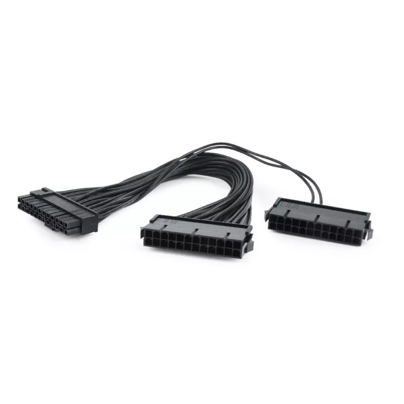 GEMBIRD CC-PSU24-01 24-Pin ATX Barošanas Pagarinātājs, Vīrietis-Sieviete, 30 cm, Melns