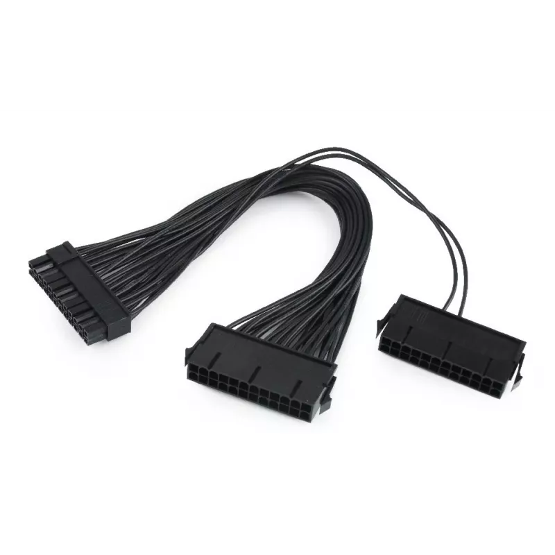 GEMBIRD CC-PSU24-01 24-Pin ATX Barošanas Pagarinātājs, Vīrietis-Sieviete, 30 cm, Melns