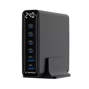 Gembird TA-UC-2A4C-PD240-01-BK 6-Port USB Lādētājs 240W GaN Melns