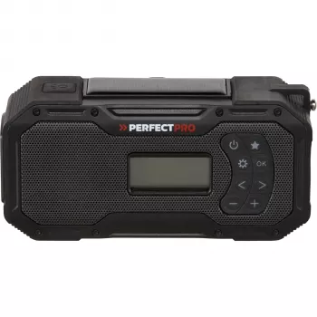 PerfectPro E-100 Ārkārtas radio ar saules paneli, rokas ģeneratoru, LED lukturīti, Power Bank, AM/FM, IPX3