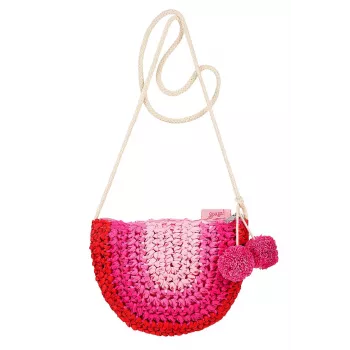 Souza! Children's Straw Shoulder Bag with Hanging Pompoms Alies Pink