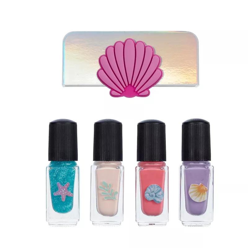 Souza! Mermaid Nail Polish Set for Children - 4 Ūdens bāzes nolobāmi nagu laki (Rozā, Violeta, Zila, Spīdumi)