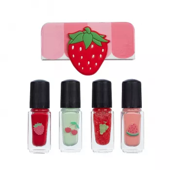 Souza! Children's Nail Polish Set - 4 Fruit-Themed Water-Based Peel-Off Nail Polishes, Gift Box
