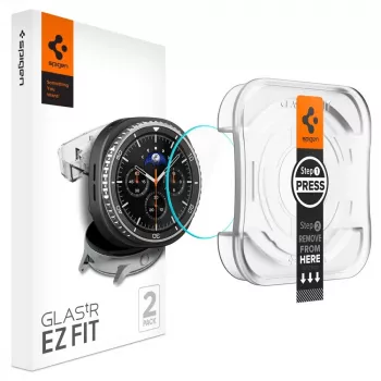 Spigen GLAS.tR EZ Fit rūdīta stikla ekrāna aizsargs Samsung Galaxy Watch 8 Classic (46 mm), 2 gab., caurspīdīgs (AGL09877)