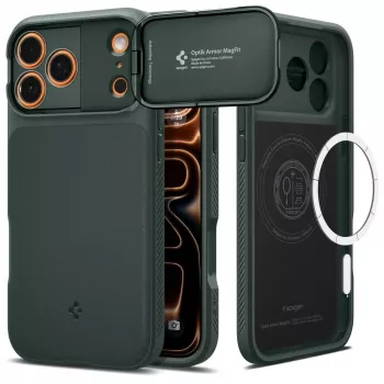 Spigen Optik Armor MagFit maciņš iPhone 17 Pro Max, saderīgs ar MagSafe, Abyss Green krāsā (ACS09901)