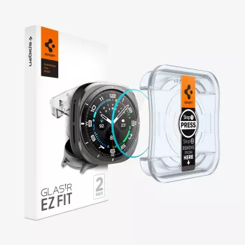 Spigen Glas.tR EZ Fit Rūdīta Stikla Ekrāna Aizsargs Samsung Galaxy Watch Ultra (47mm) - 2 iepakojumā - Caurspīdīgs