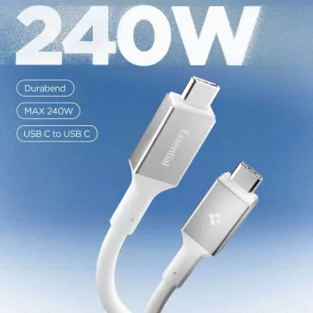 SPIGEN Essential USB-C to USB-C kabelis 240W 120cm Balts