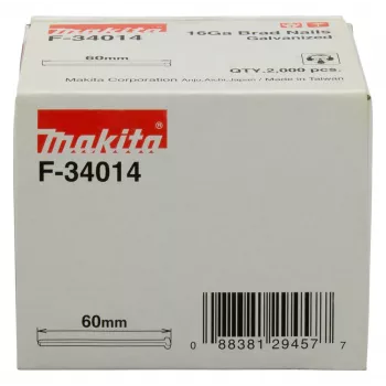 Makita F-34014 Brad Nails 60mm 2000 Pieces Galvanized Steel