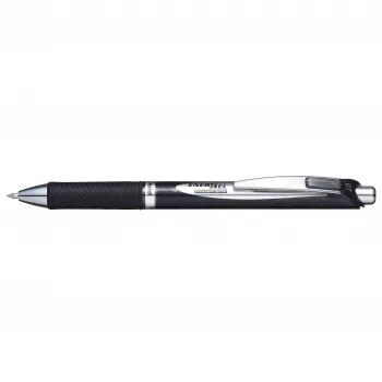 Pentel BLP77-AX izvelkamā želejveida pildspalva - melna tinte - 0,7 mm - pigmenta bāzes - melns korpuss - sudraba klipsis - kastītē