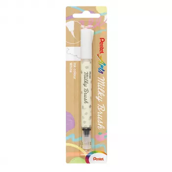 Pentel Milky Brush Pen White - Opaque Pigment Ink Brush Pen for Calligraphy, Lettering, Illustration, Crafting, Card Making