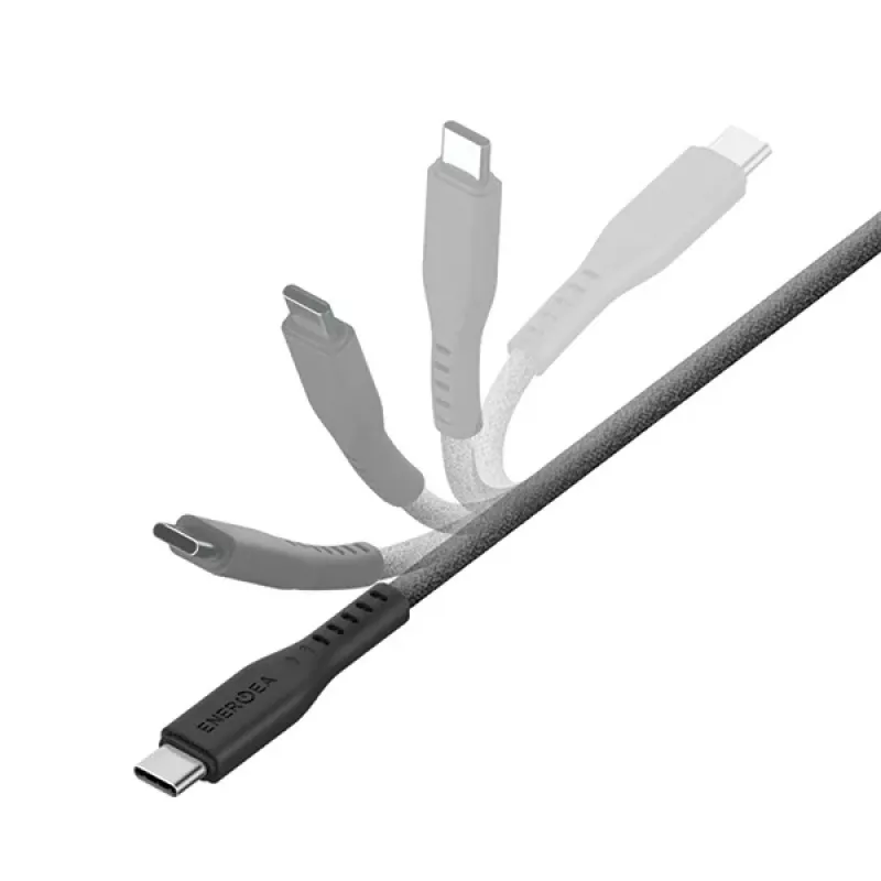 ENERGEA Flow USB-C to Lightning kabelis 1.5m Melns 60W 3A PD Ātrā uzlāde MFi Sertificēts