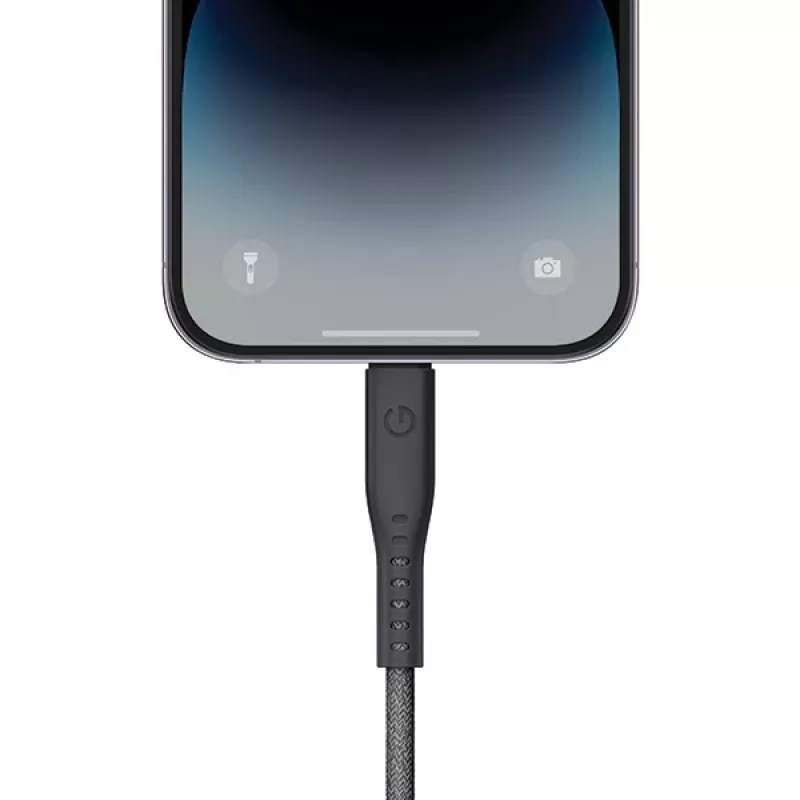 ENERGEA Flow USB-C to Lightning kabelis 1.5m Melns 60W 3A PD Ātrā uzlāde MFi Sertificēts