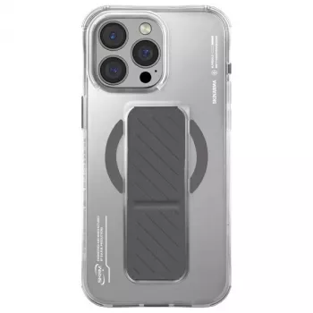 Skinarma Axon Case iPhone 16 Pro 6.3 inch Magnetic Charging + Grip Stand Titanium