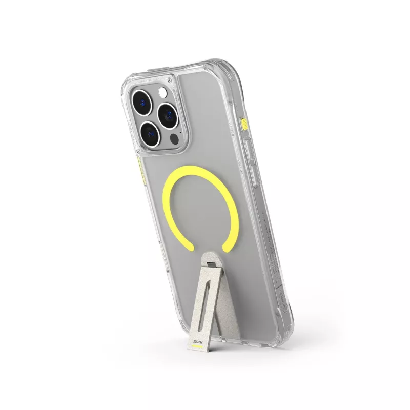SKINARMA Helix Case for iPhone 16 Pro Max Magnetic Charging 360 Rotating Stand Transparent