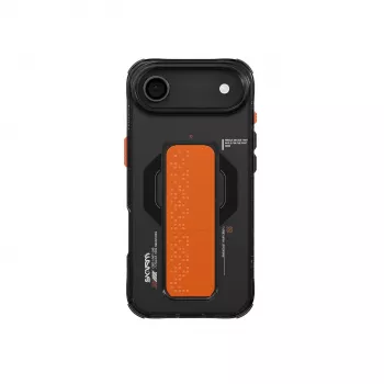 SKINARMA Haxa maciņš ar Mag-Charge magnētisko gredzenu un turētāju-statīvu Apple iPhone Air, melnā krāsā (SK-2025IP6.6-HAXA-GRA)
