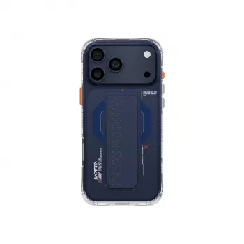 SKINARMA Haxa maciņš ar Mag-Charge magnētisko gredzenu un turētāju-statīvu Apple iPhone 17 Pro, tumši zilā krāsā (SK-IP17PRO-HAXA-BLU)