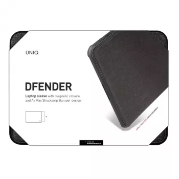 UNIQ Dfender Laptop Sleeve 16 collu Charcoal Black