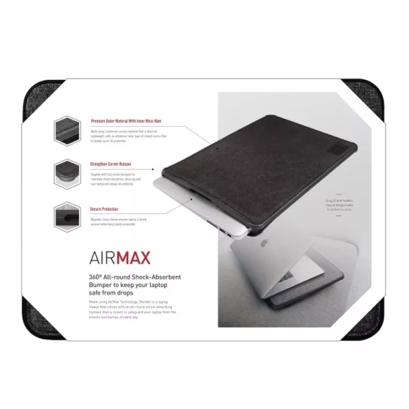 UNIQ Dfender Laptop Sleeve 16 collu Charcoal Black
