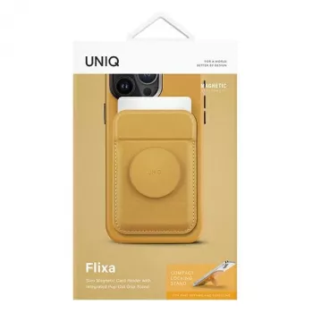 UNIQ Flixa Magnetic Card Wallet with Kickstand Canary Yellow MagSafe