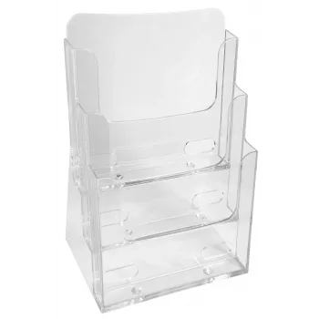 Exacompta A4 galda bukletu statīvs ar 3 kabatām, polistirols, caurspīdīgs, 155 x 237 x 339 mm (74158D)