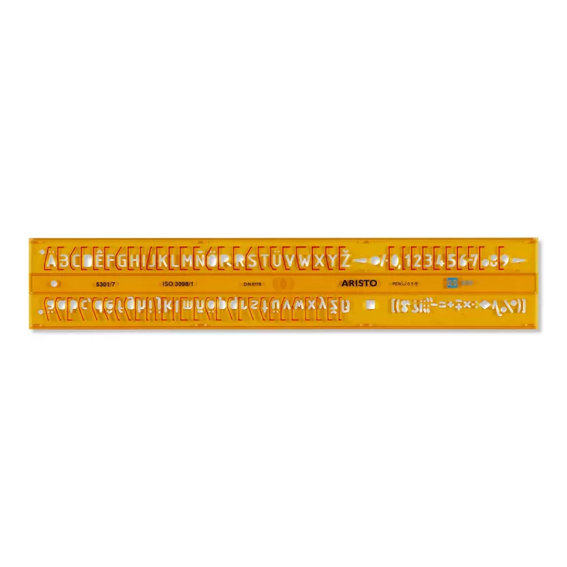 ARISTO burtu šablons, taisns 7 mm, ISO 3098-1 / DIN 6776, B tips, H profils (AR5301/7)