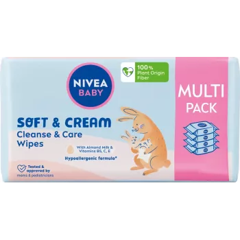 NIVEA Baby Soft & Cream mitrās salvetes mazuļiem 4x57