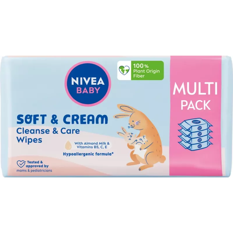NIVEA Baby Soft & Cream mitrās salvetes mazuļiem 4x57
