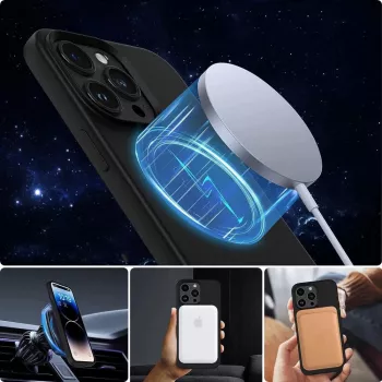 Tech-Proteckt Silikona MagSafe iPhone 15 Maciņš Matēti Melns