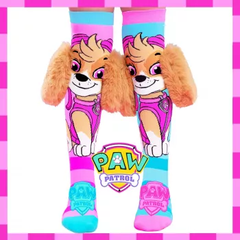 MADMIA Paw Patrol Skye Bērnu Ceļgalu Zeķes ar 3D Plīša Ausīm - Rozā/Zila/Balta