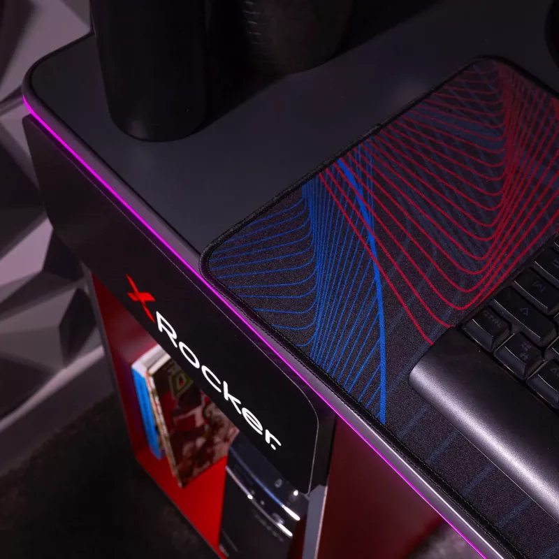 XROCKER Gaming Desk Grey-Red
