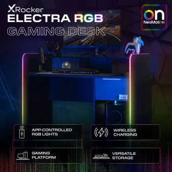 X Rocker 2023269 spēļu galds ar LED, melns
