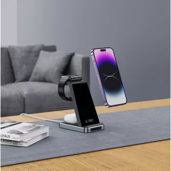 Tech-Protect QI15W-A26 3IN1 Bezvadu Lādētājs Melns