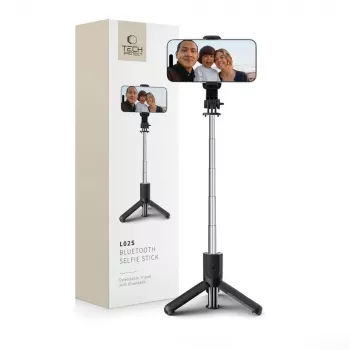 Tech-Protect L02S Selfie Stick Tripod ar Bluetooth tālvadību, Melns