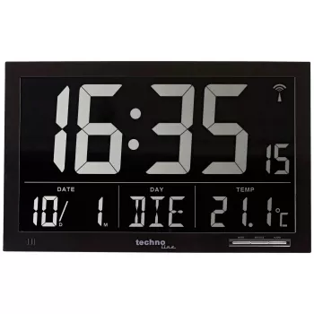 Technoline WS 8007 digitālais modinātājpulkstenis - melns - LCD - ar radiosinhronizāciju - bateriju barošana