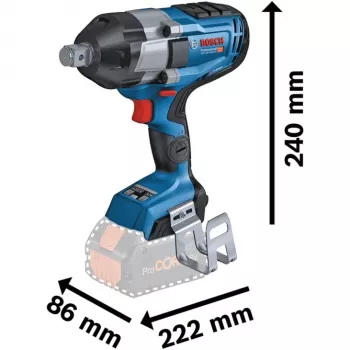 BOSCH Professional BITURBO GDS 18V-1050 HC Bezvadu Triecienuzgriežņu Atslēga, 3/4 inch Kvadrāts, 18V, Solo (Zils/Melns, Bluetooth, L-BOXX)